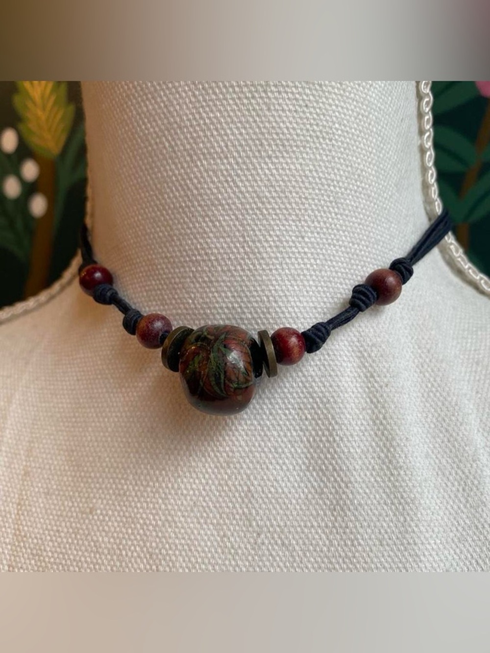 Vintage Boho Handmade Wooden Beaded Choker